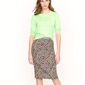 J. Crew No. 2 Linen Pencil Skirt in Animal Print